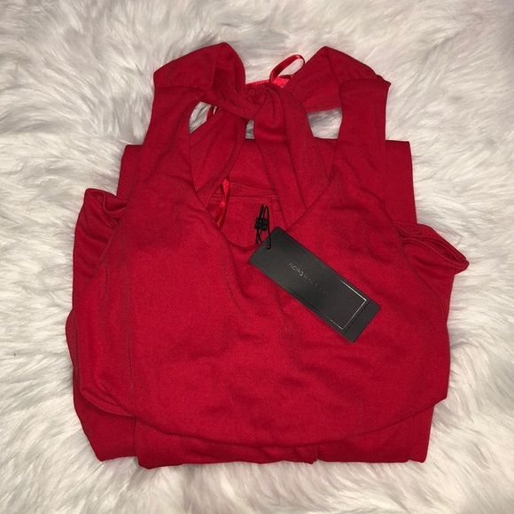 BCBG MAXAZRIA Red Olesya Draped cut out Gown - Picture 6 of 6